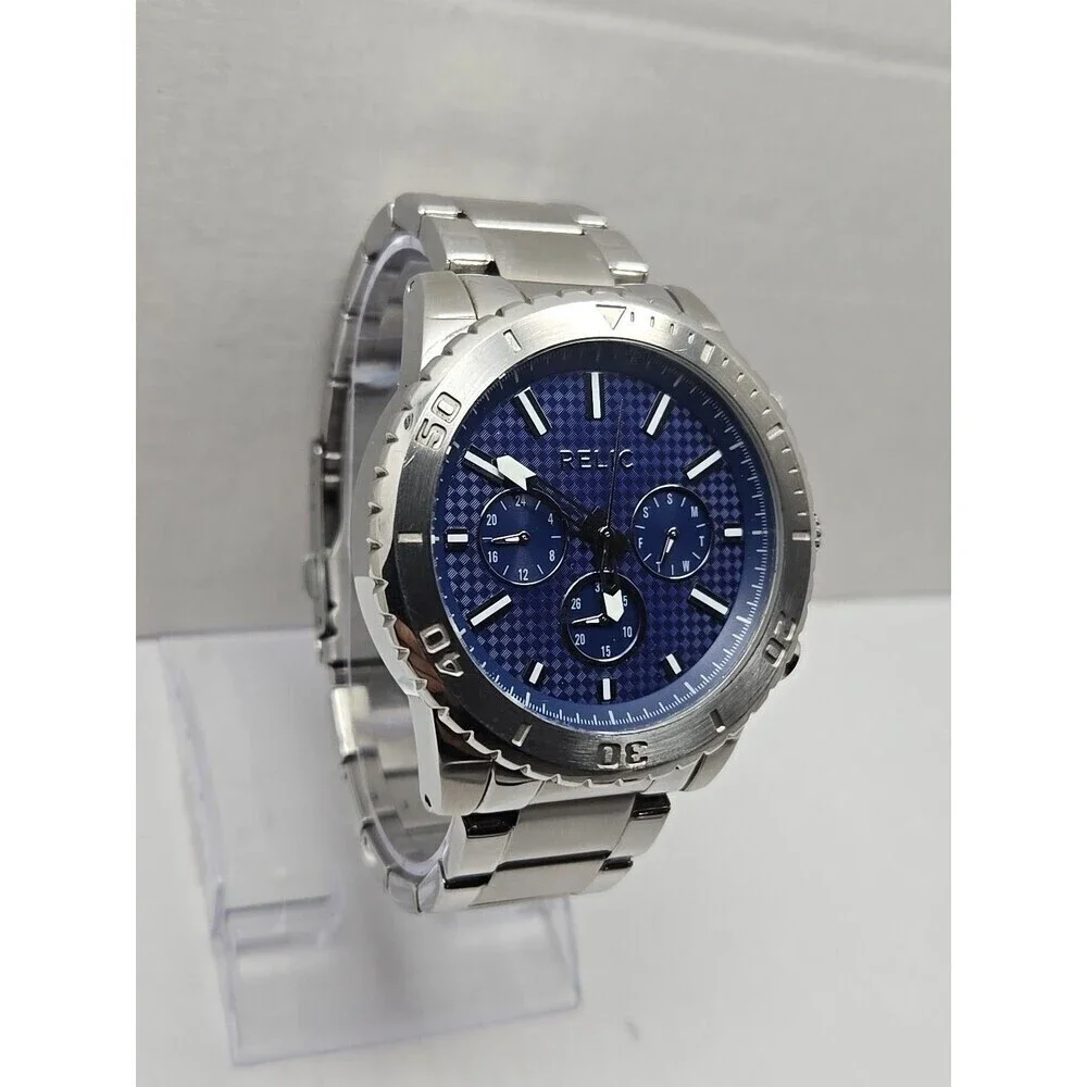 Mens Relic by Fossil Jordan Watch ZR15805 Blue Dial Multifunction New Battery - Picture 3 of 11
